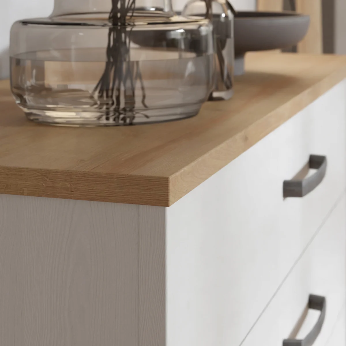 Bohol 5 Drawer Narrow Chest in Riviera Oak/White - Riviera Oak & White – image 2