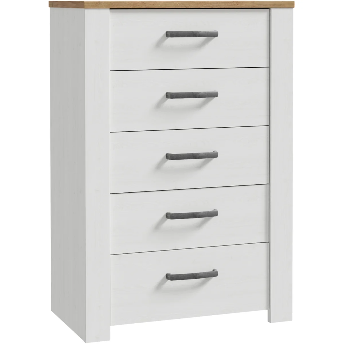 Bohol 5 Drawer Narrow Chest in Riviera Oak/White - Riviera Oak & White – image 3
