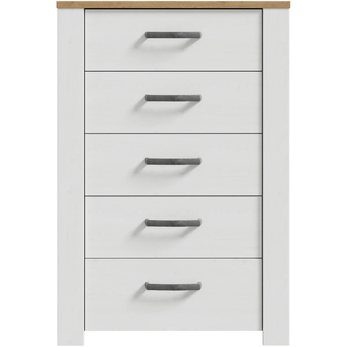 Bohol 5 Drawer Narrow Chest in Riviera Oak/White - Riviera Oak & White – image 4