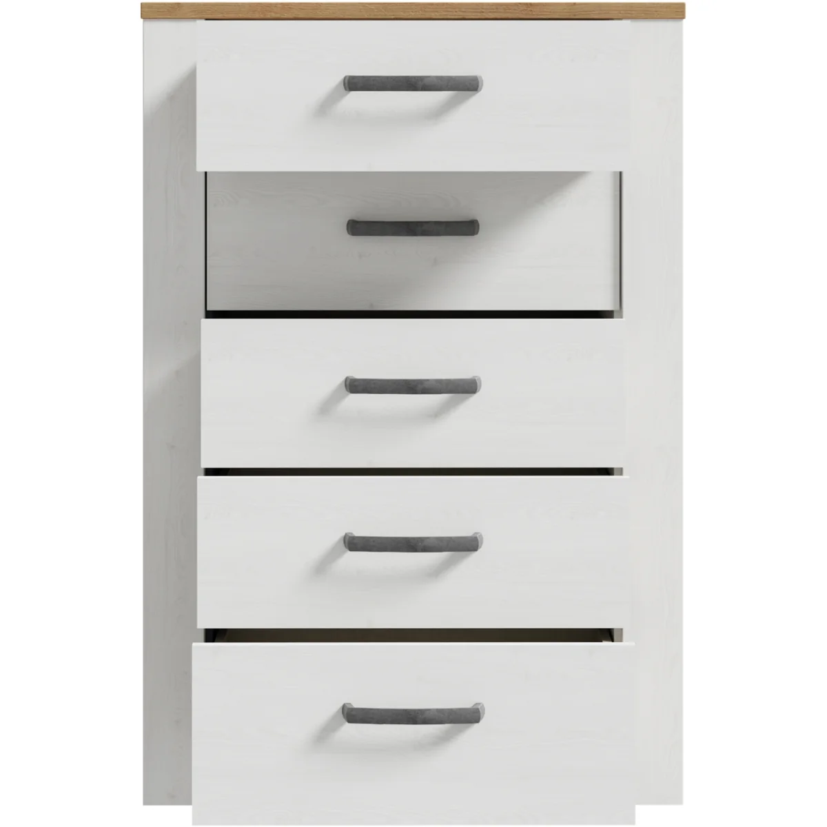 Bohol 5 Drawer Narrow Chest in Riviera Oak/White - Riviera Oak & White – image 6