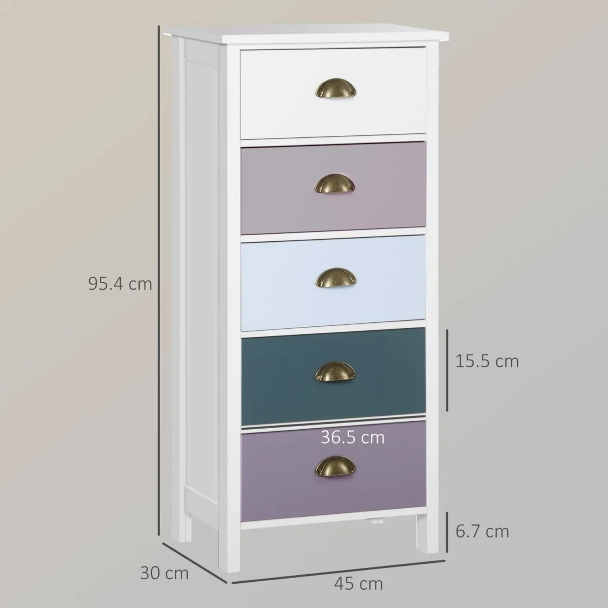 Sanido Multicolour Slim 5-Drawer Chest, Blue Tones – image 4