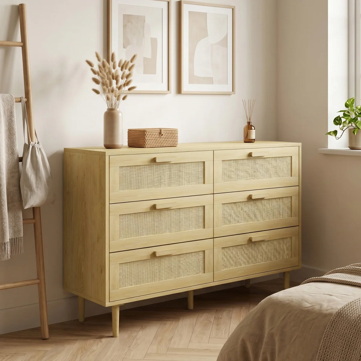 HOMCOM Chest of Drawers, 6-Drawer Dresser for Bedroom - Oak – image 4