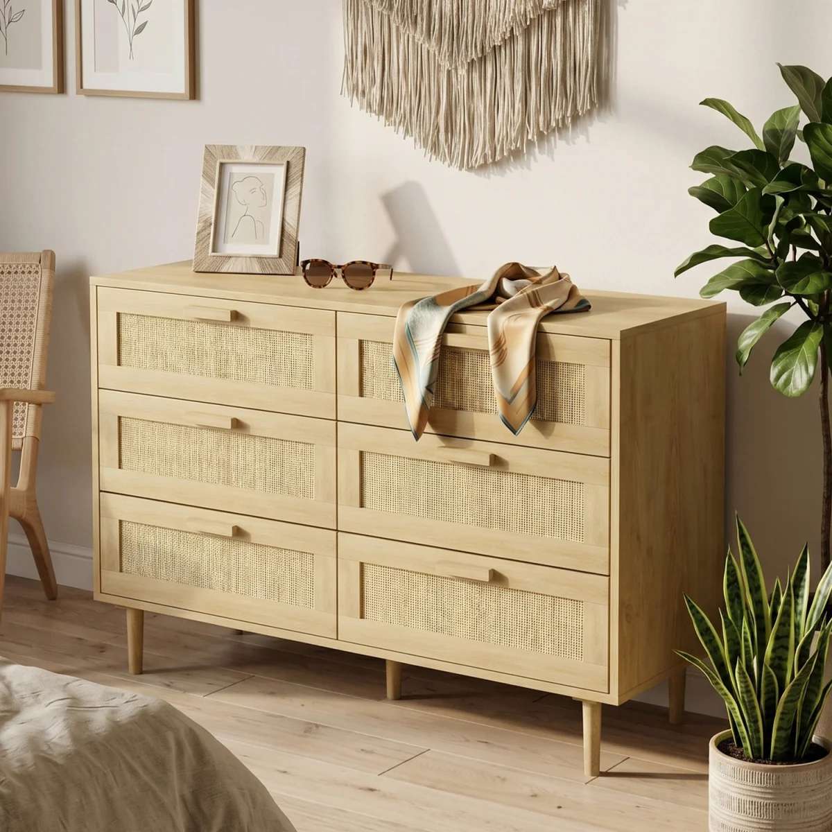 HOMCOM Chest of Drawers, 6-Drawer Dresser for Bedroom - Oak – image 5