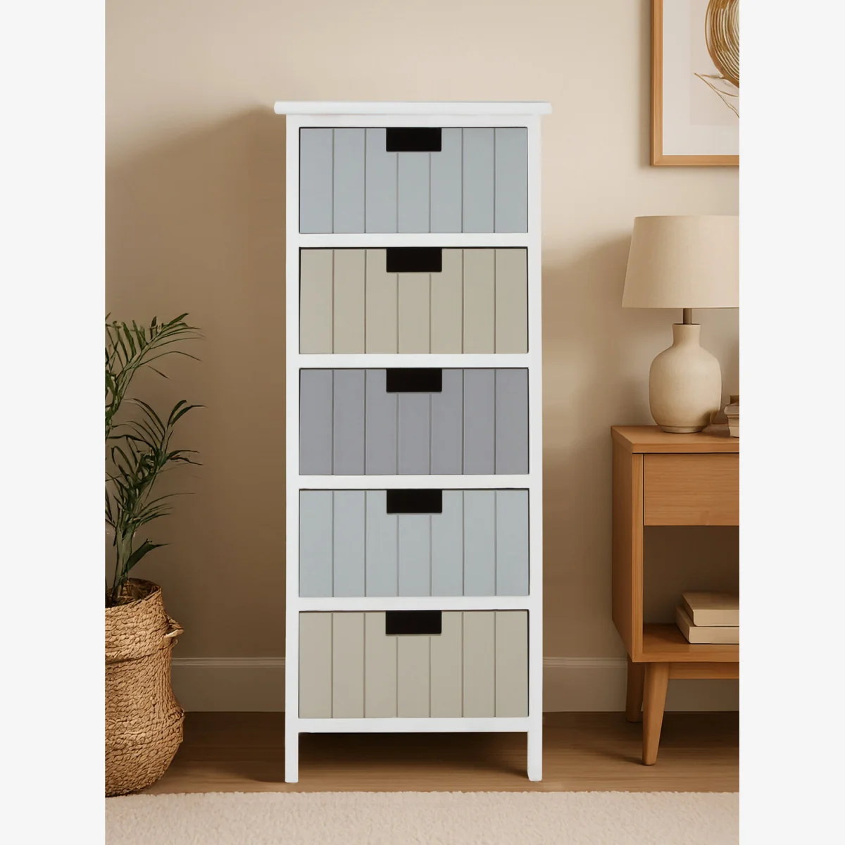 New England White 5 Drawers Chest - Assorted