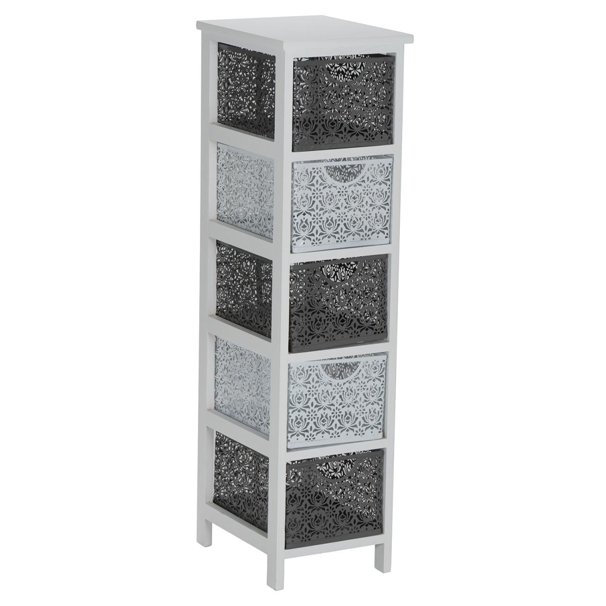 Lacey 5 Drawer Storage Tower - Grey / White – image 3