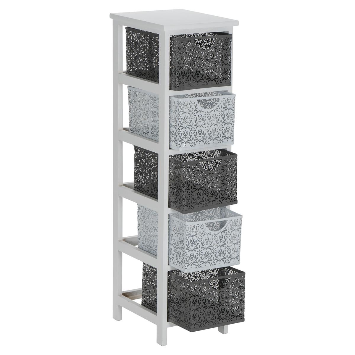 Lacey 5 Drawer Storage Tower - Grey / White – image 4