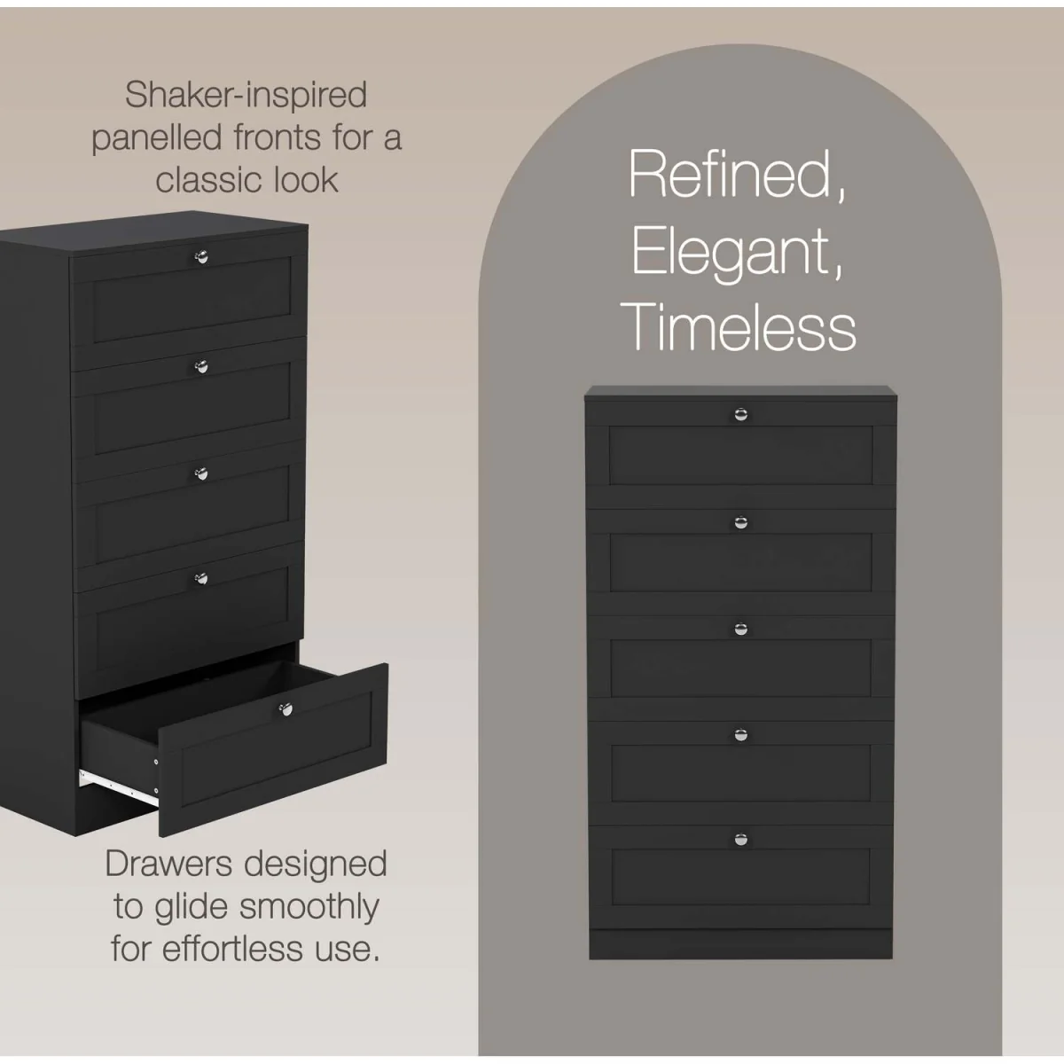 Vida Designs Altino 5 Drawer Chest, Grey - Grey – image 12