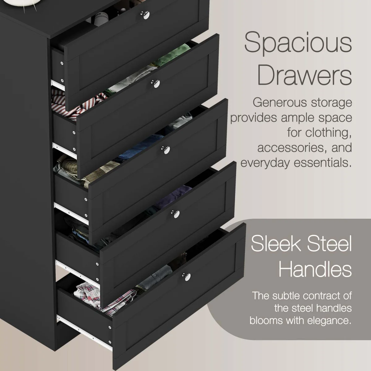 Vida Designs Altino 5 Drawer Chest, Grey - Grey – image 13