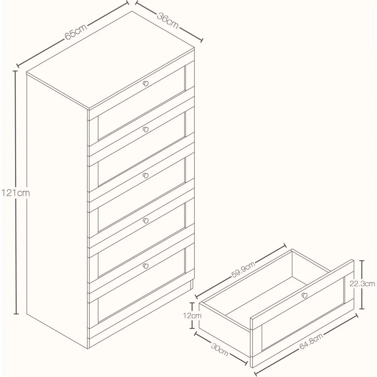Vida Designs Altino 5 Drawer Chest, Grey - Grey – image 17