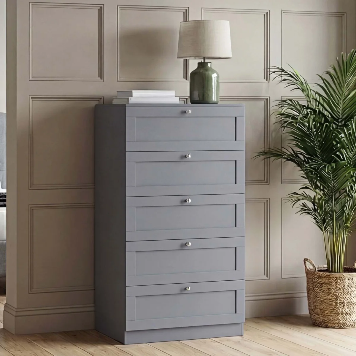 Vida Designs Altino 5 Drawer Chest, Grey - Grey – image 1