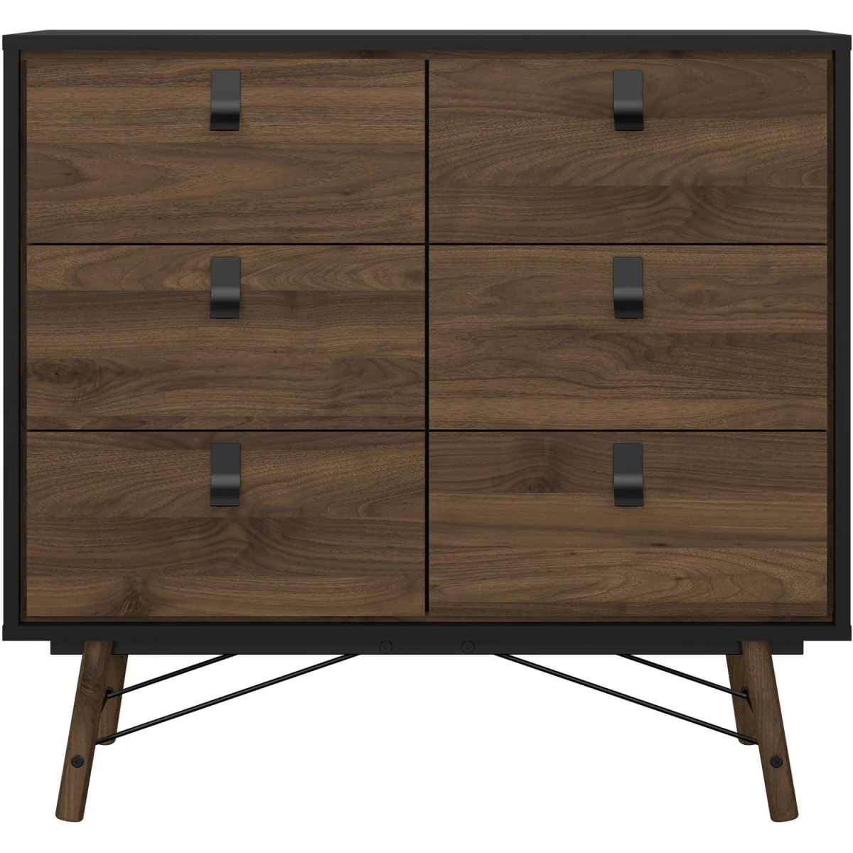 Ry Double Chest of Drawers 6 Drawers in Matt Black Walnut - Black Walnut – image 4