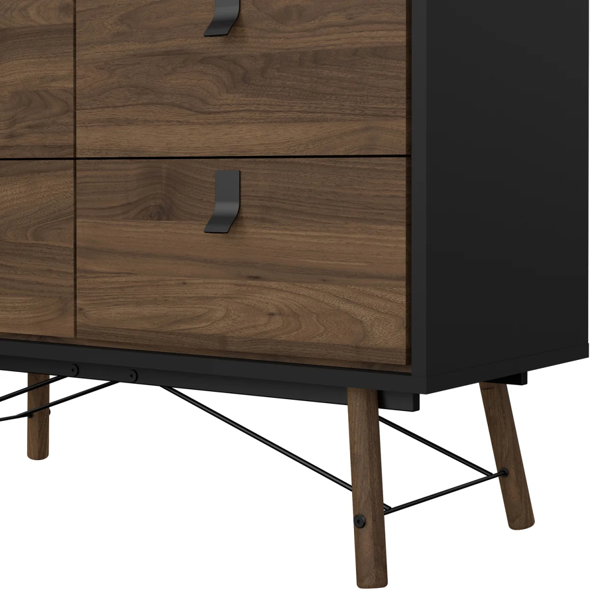 Ry Double Chest of Drawers 6 Drawers in Matt Black Walnut - Black Walnut – image 8