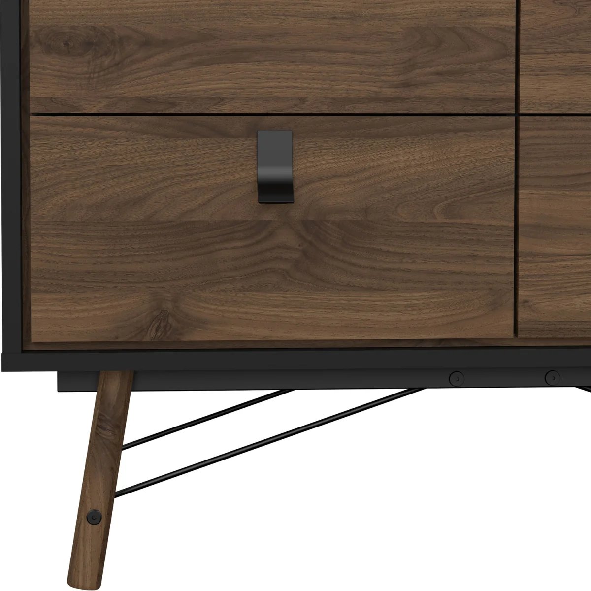 Ry Double Chest of Drawers 6 Drawers in Matt Black Walnut - Black Walnut – image 9