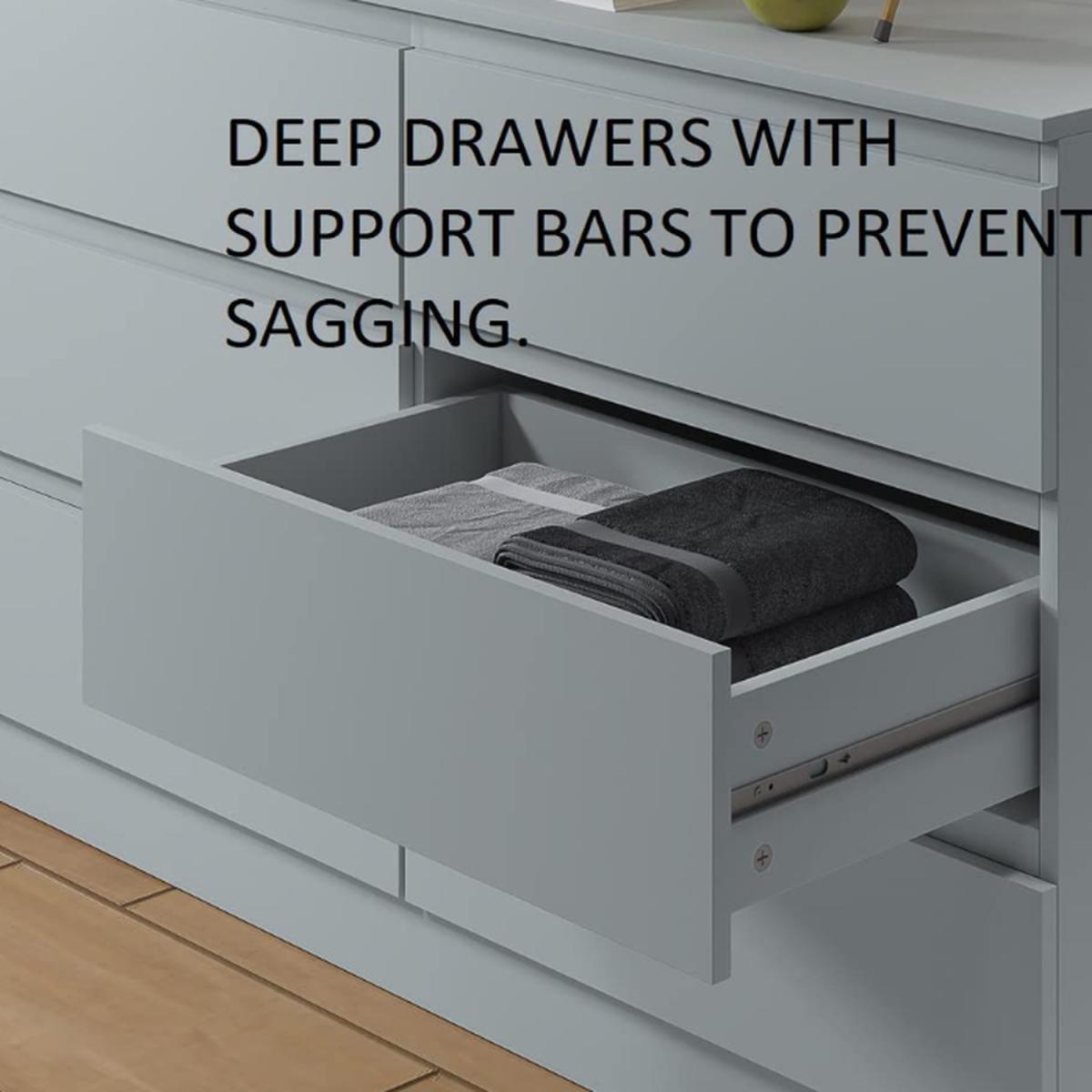 Large 6 Drawer Chest of Drawers, Matt Grey Finish - Matt Grey – image 3