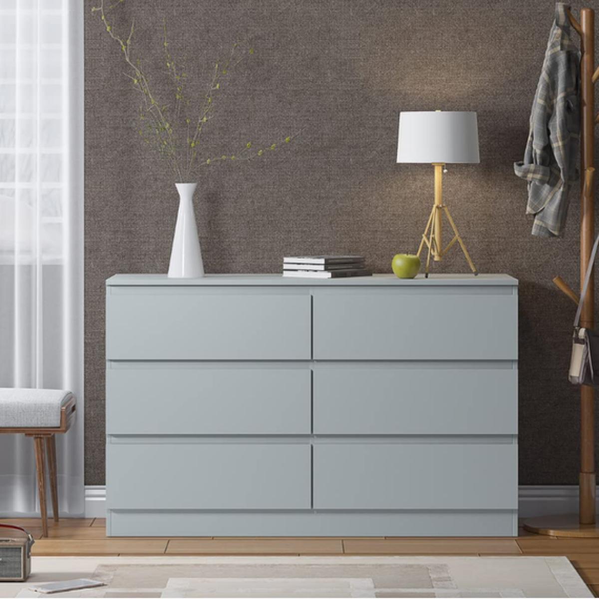 Large 6 Drawer Chest of Drawers, Matt Grey Finish - Matt Grey – image 1