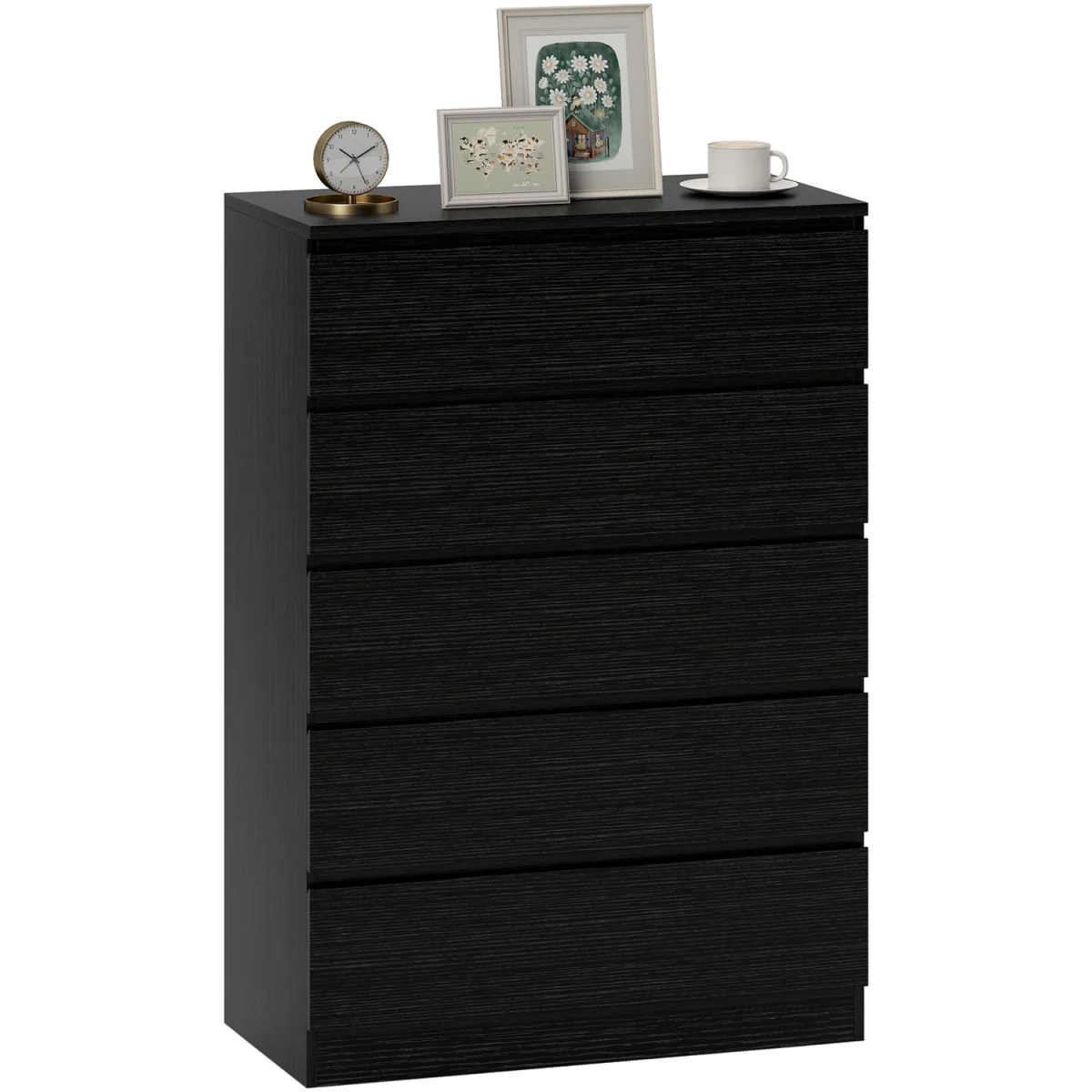 HOMCOM Chest of Drawers with 5 Drawers, Modern Dresser for Bedroom - Black – image 2