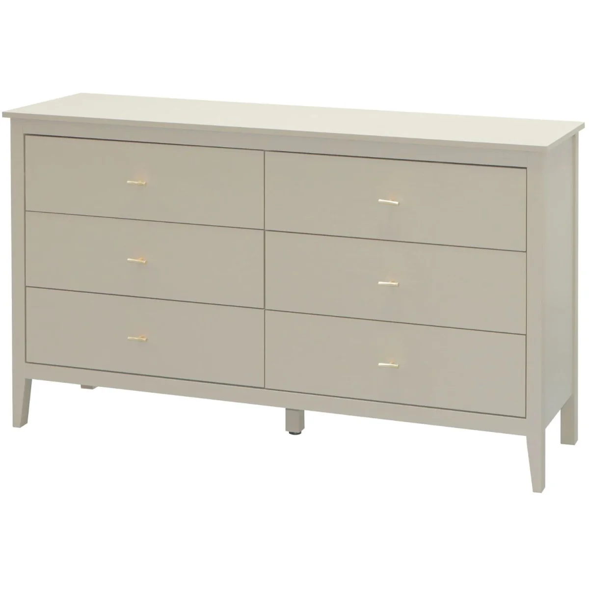 Grace Wide 6 Drawer Chest with Gold Bar Handles in Greige - Greige – image 6