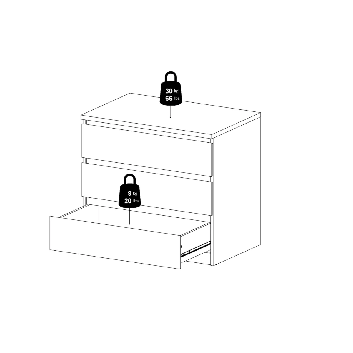 Naia Chest of 3 Drawers in Black Matt - Black Matt – image 10