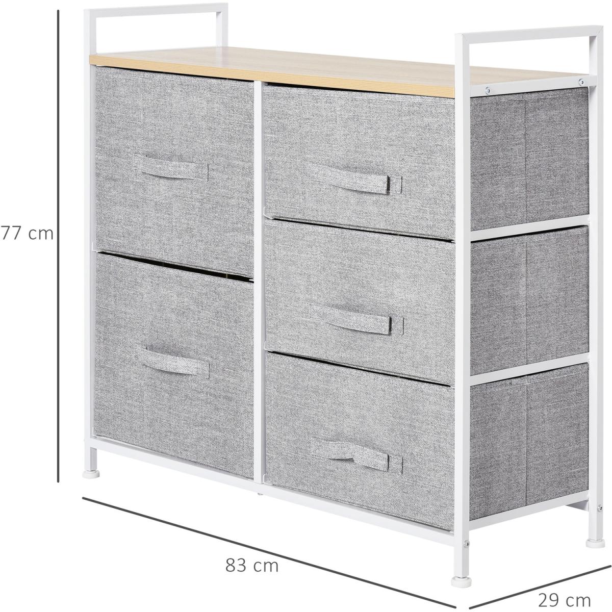 5 Drawer Linen Basket Storage - Grey – image 3