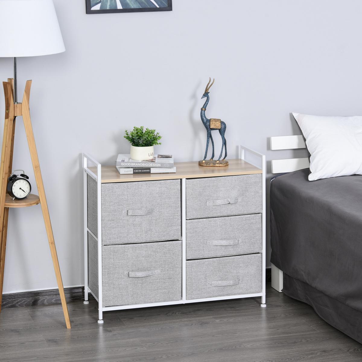 5 Drawer Linen Basket Storage - Grey – image 7