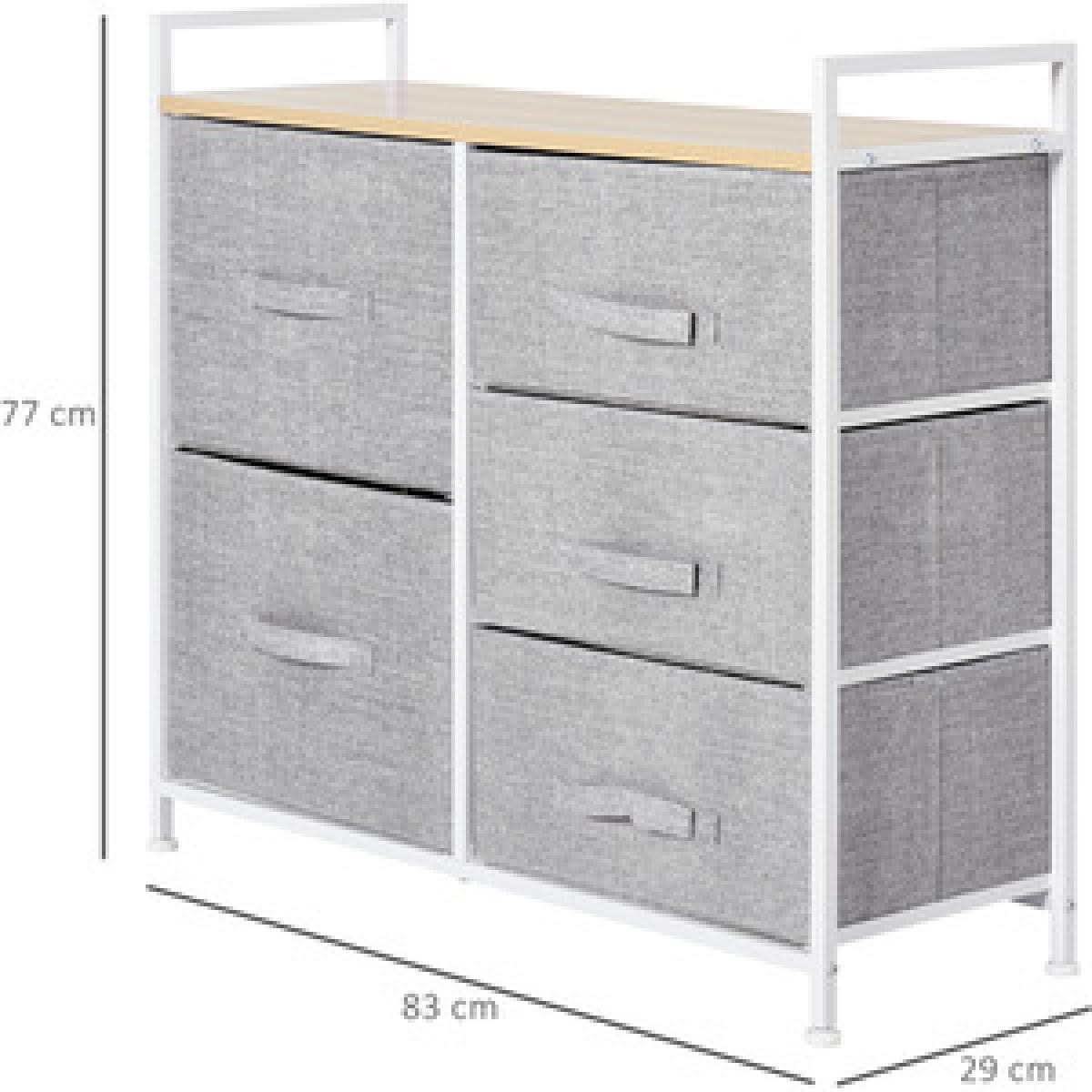 5 Drawer Linen Basket Storage - Grey – image 8