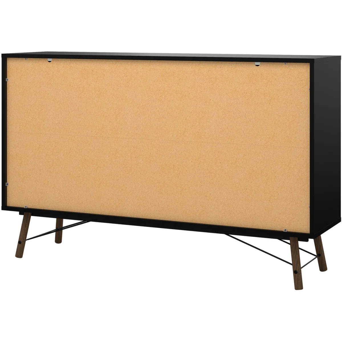 Ry Wide Double Chest of Drawers 6 Drawers in Matt Black Walnut - Black Walnut – image 5