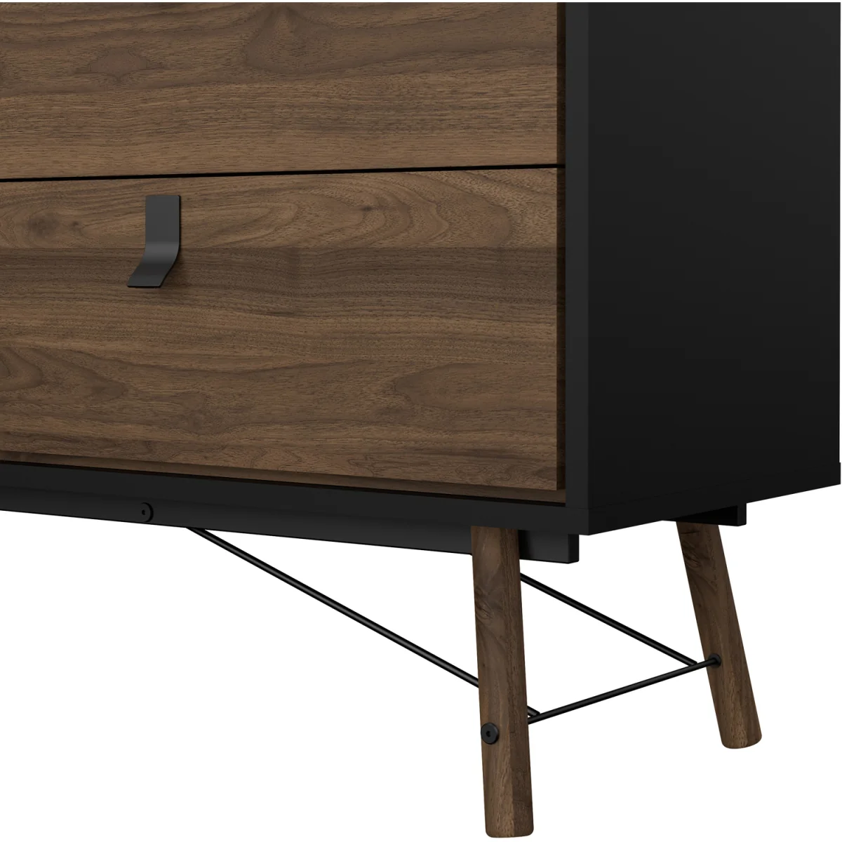Ry Wide Double Chest of Drawers 6 Drawers in Matt Black Walnut - Black Walnut – image 8