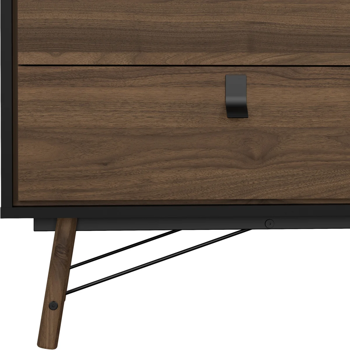 Ry Wide Double Chest of Drawers 6 Drawers in Matt Black Walnut - Black Walnut – image 9