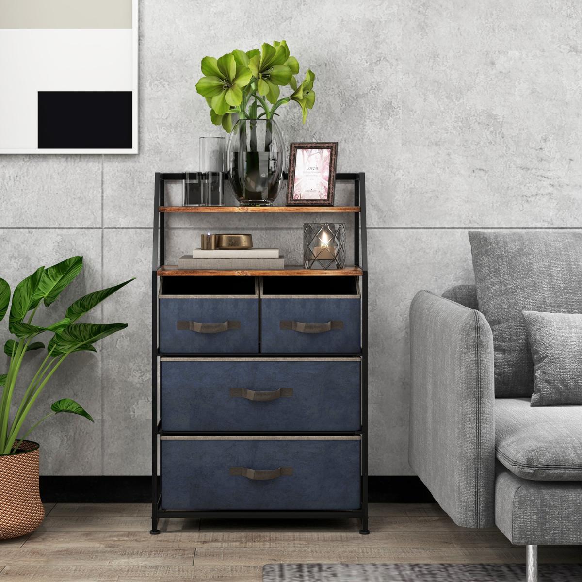 Costway Free Standing Floor Storage Dresser - Black and Rustic Brown - Black – image 3