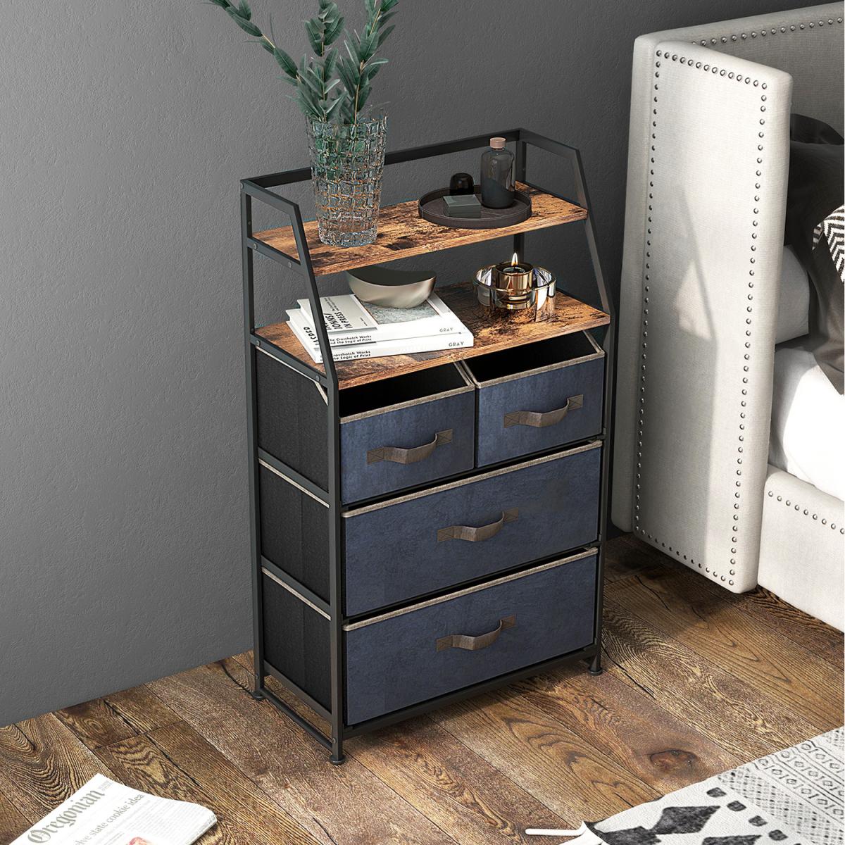 Costway Free Standing Floor Storage Dresser - Black and Rustic Brown - Black – image 4