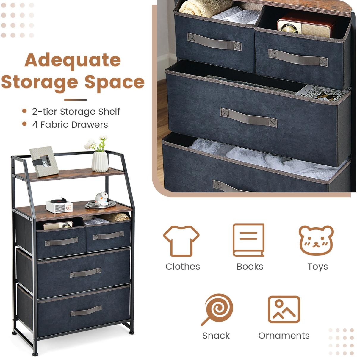 Costway Free Standing Floor Storage Dresser - Black and Rustic Brown - Black – image 6