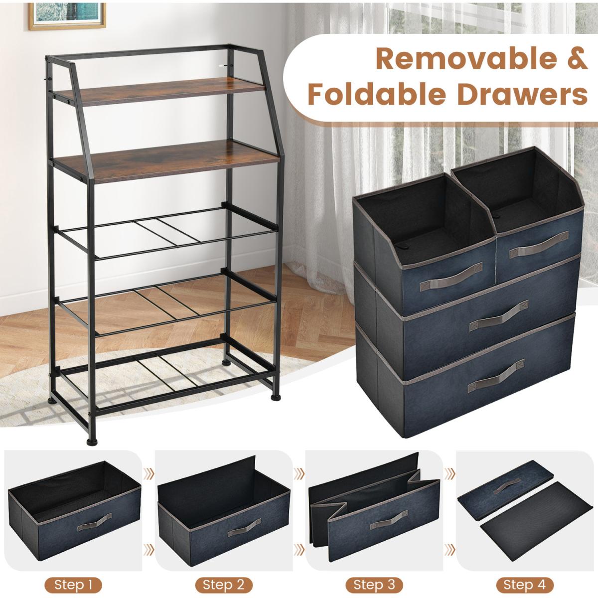 Costway Free Standing Floor Storage Dresser - Black and Rustic Brown - Black – image 7