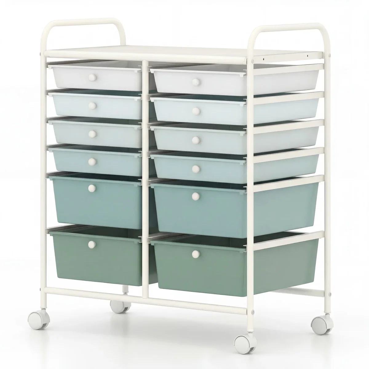 Costway 12 Drawer Rolling Storage Cart - Green – image 3