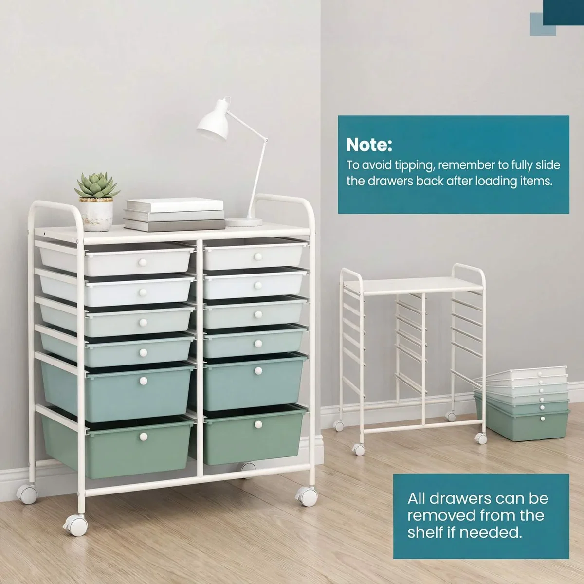 Costway 12 Drawer Rolling Storage Cart - Green – image 7