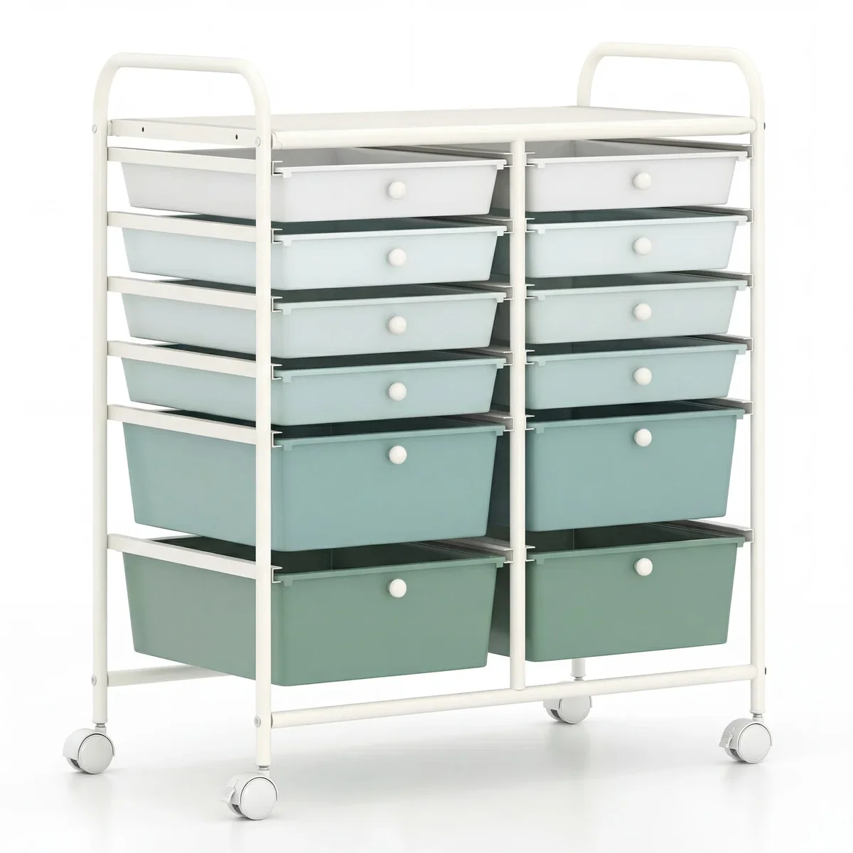 Costway 12 Drawer Rolling Storage Cart - Green – image 9
