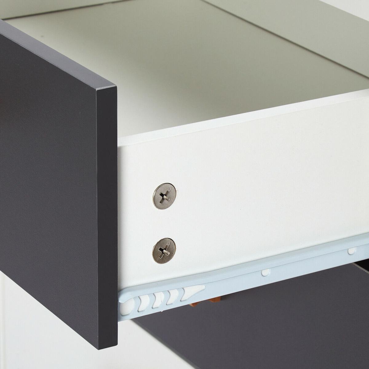 Chest of Drawers Bedside Table Cabinet 3 Drawers Storage - White/Grey – image 5