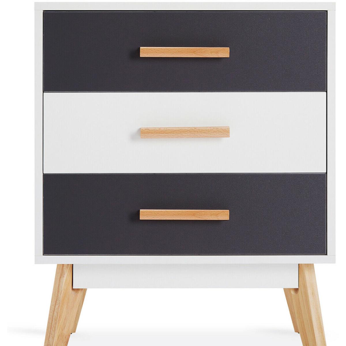 Chest of Drawers Bedside Table Cabinet 3 Drawers Storage - White/Grey – image 10