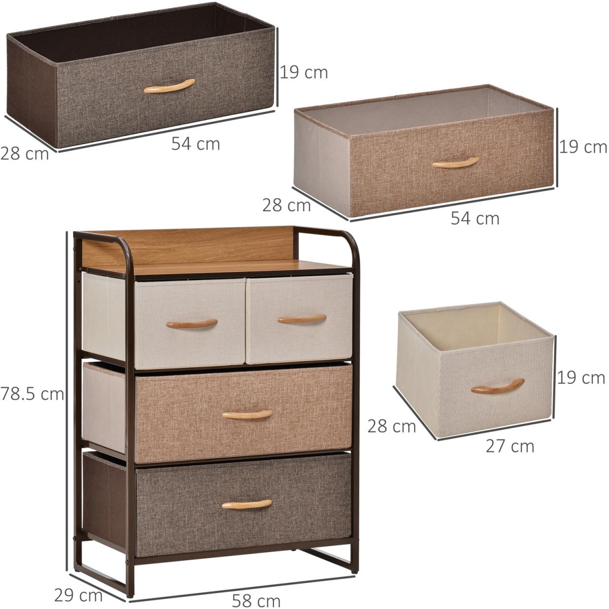 Drawers Storage Tower Dresser with Wood Top, Steel Frame Folding Organizer - Multicoloured – image 6