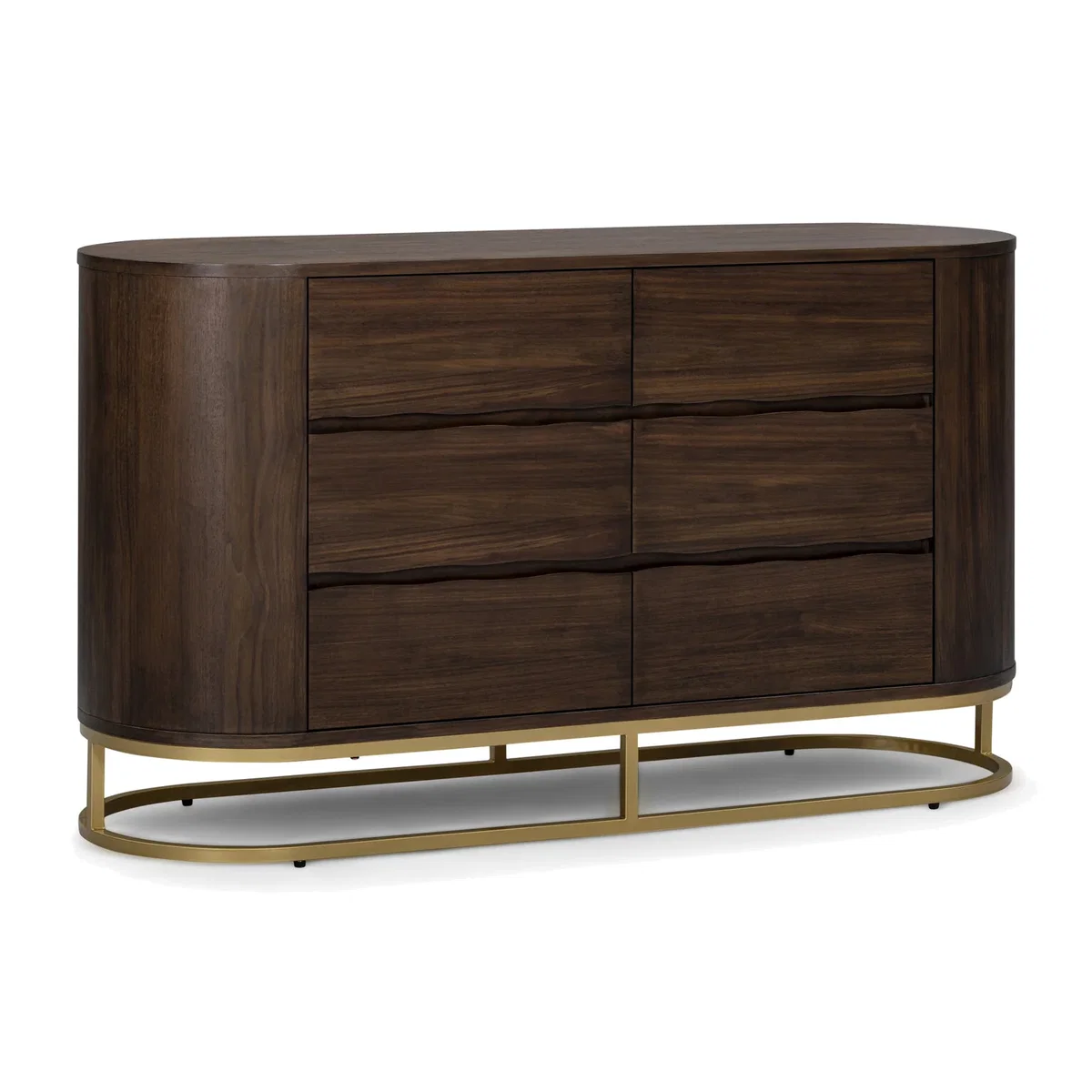 Teamson Home Walnut Veneer Wide 6-Drawer Chest with Metal Base - Natural – image 1