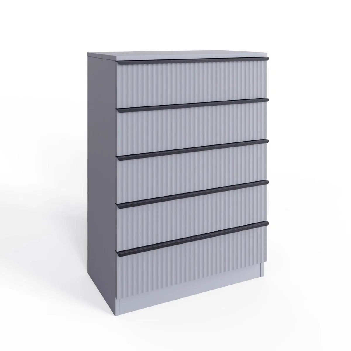 FWStyle Matt Grey 5 Drawer Chest of Drawers Ripple Scratch Resistant - Matt Grey – image 3