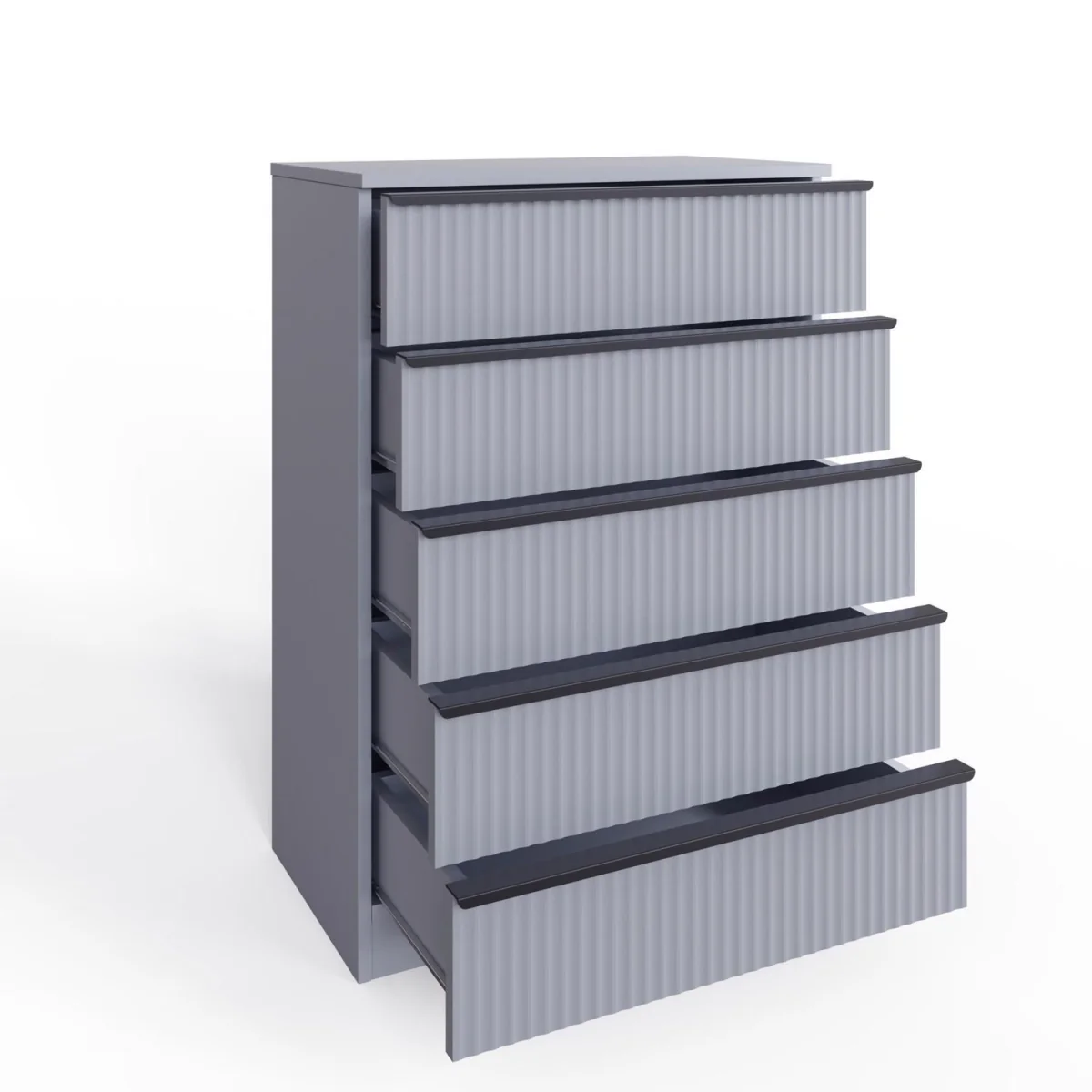 FWStyle Matt Grey 5 Drawer Chest of Drawers Ripple Scratch Resistant - Matt Grey – image 4