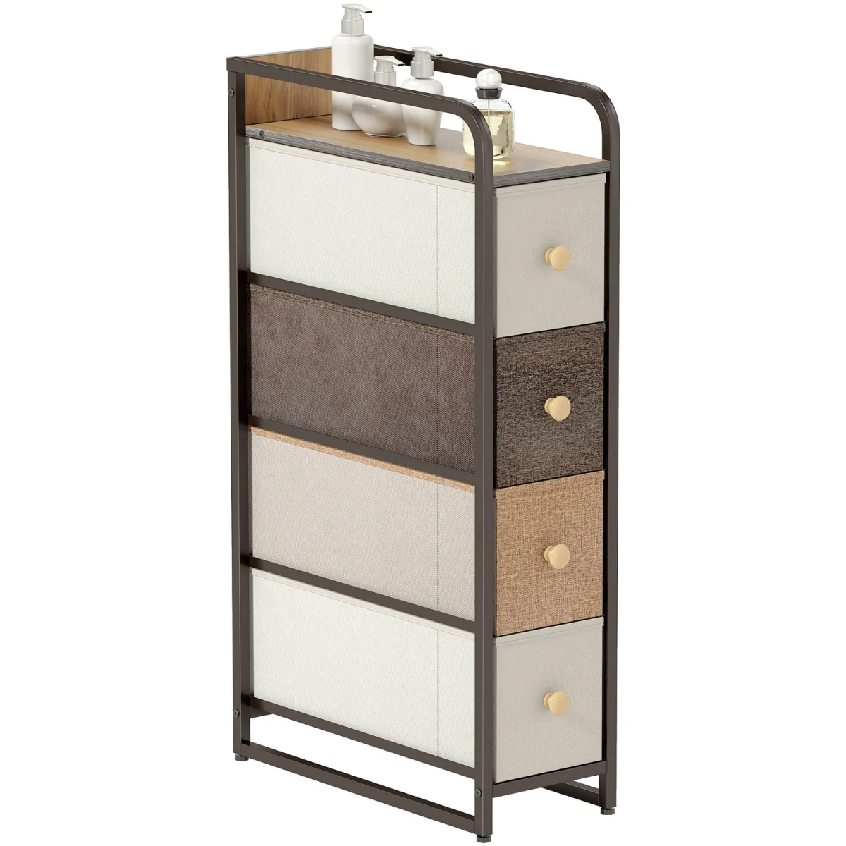 HOMCOM 4-Drawer Storage Organiser Unit with Steel Frame - Mixed-brown – image 2