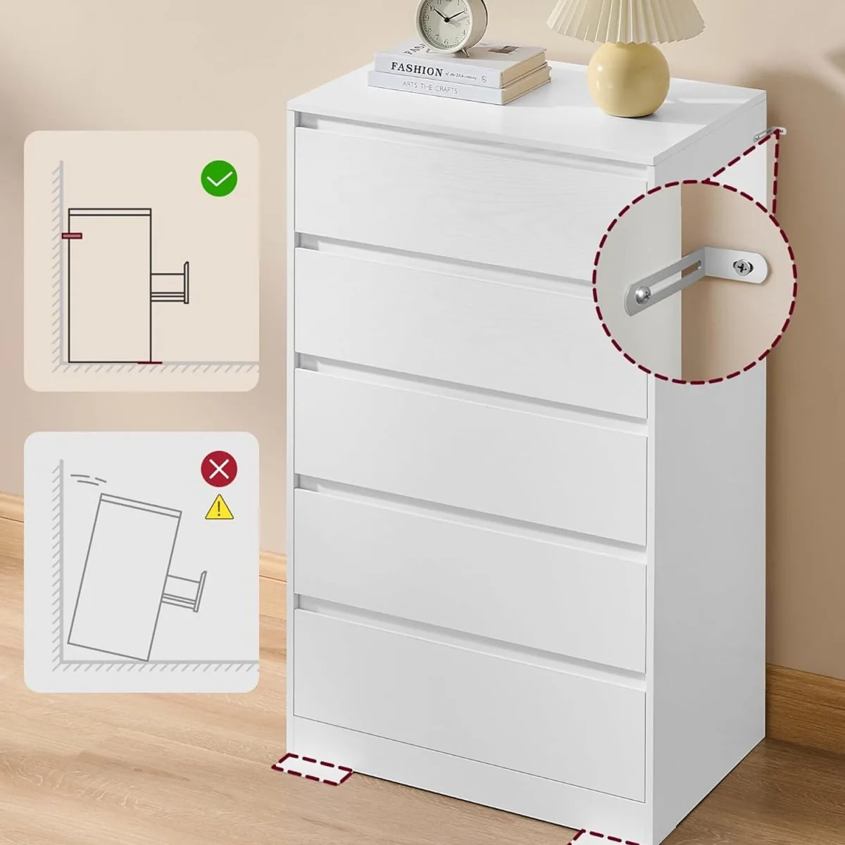 VASAGLE KAILYN Collection Chest of Drawers for Bedroom - Snow White – image 3