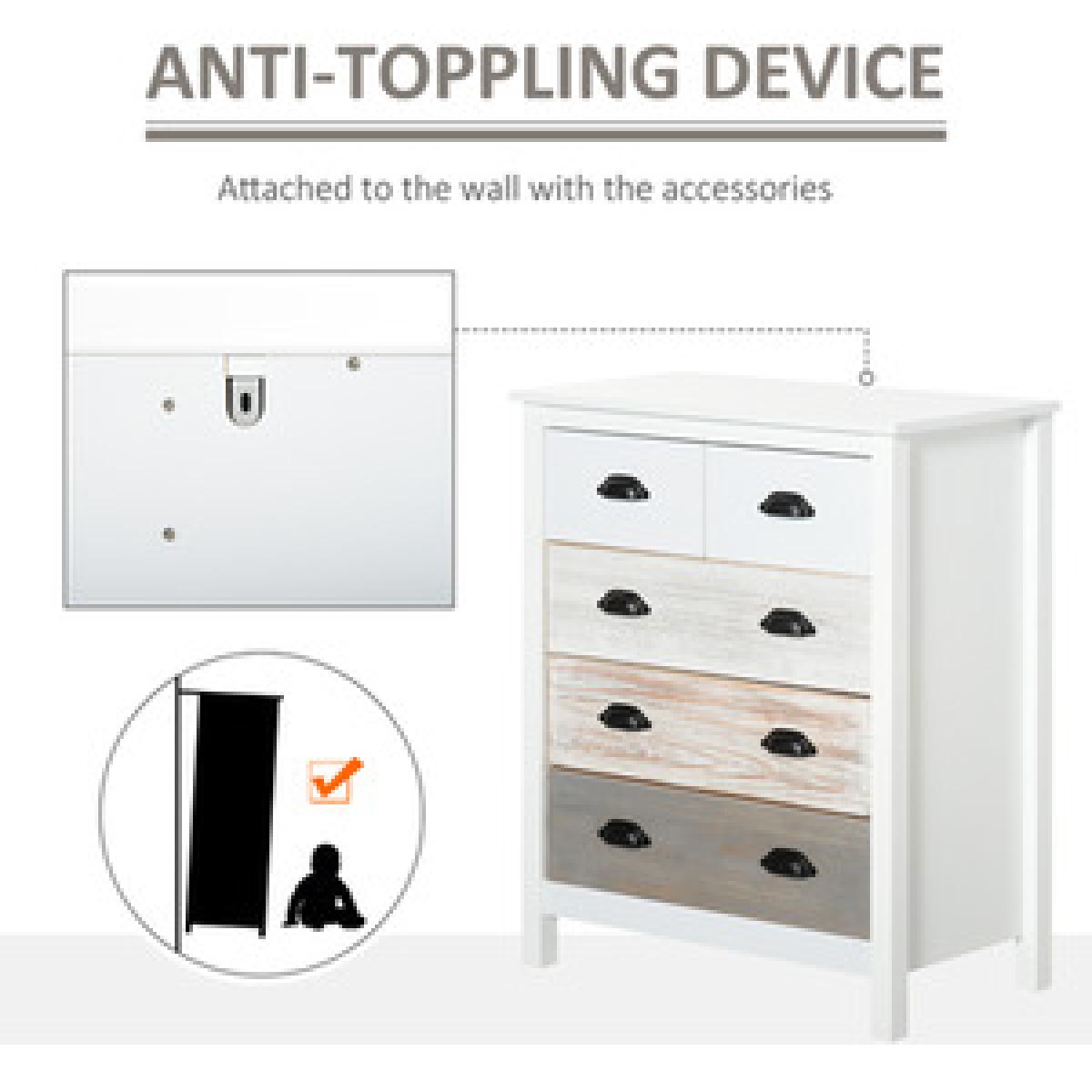 5 Drawer Storage Cabinet for Bedroom - Multi-Colored – image 13