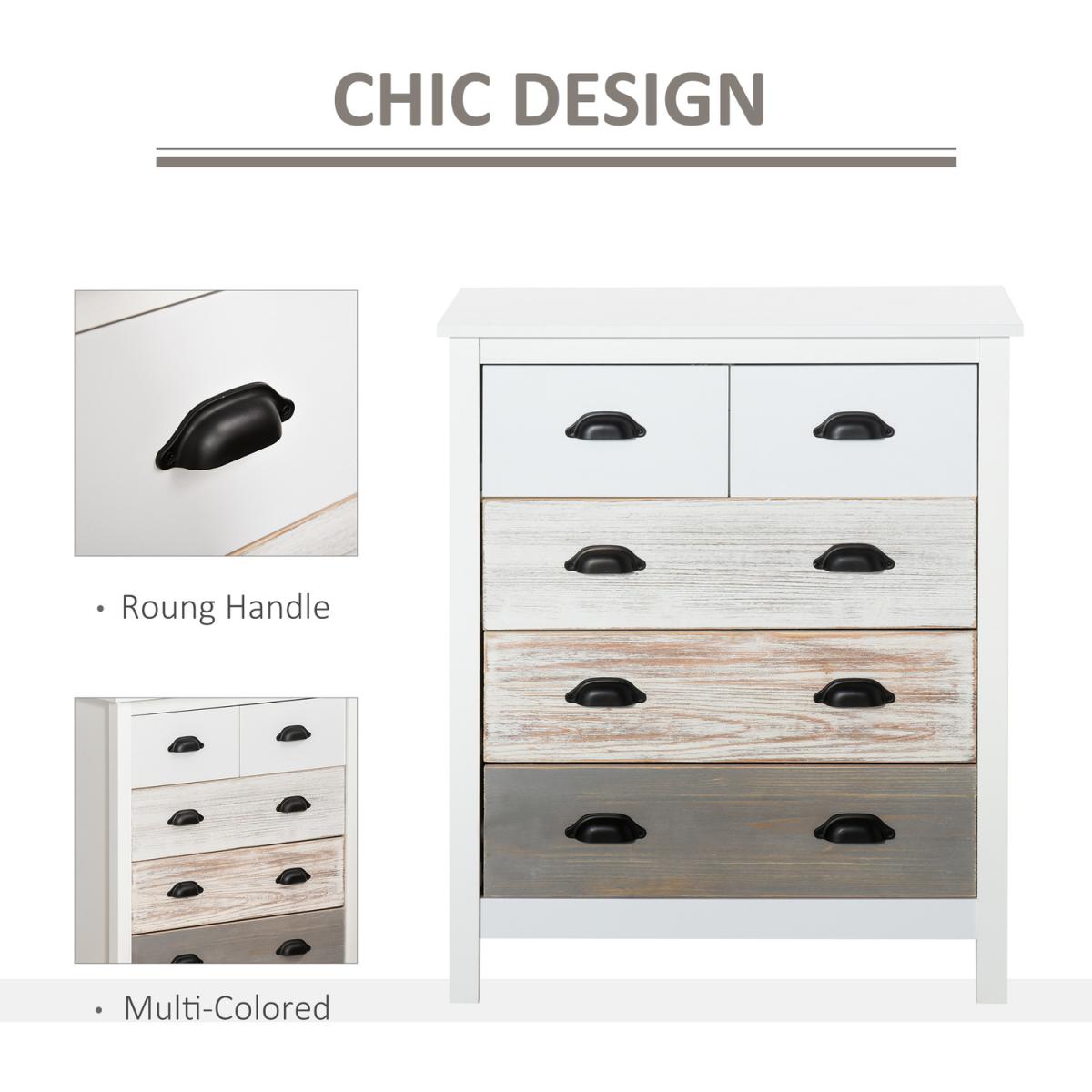 5 Drawer Storage Cabinet for Bedroom - Multi-Colored – image 8