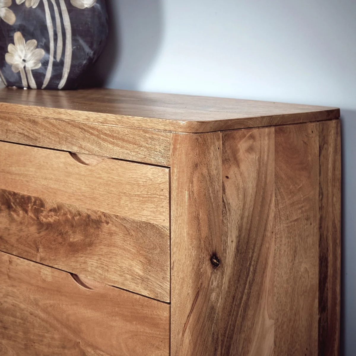 Solid Mango Wood 3 Drawer Chest - Light Oak – image 7