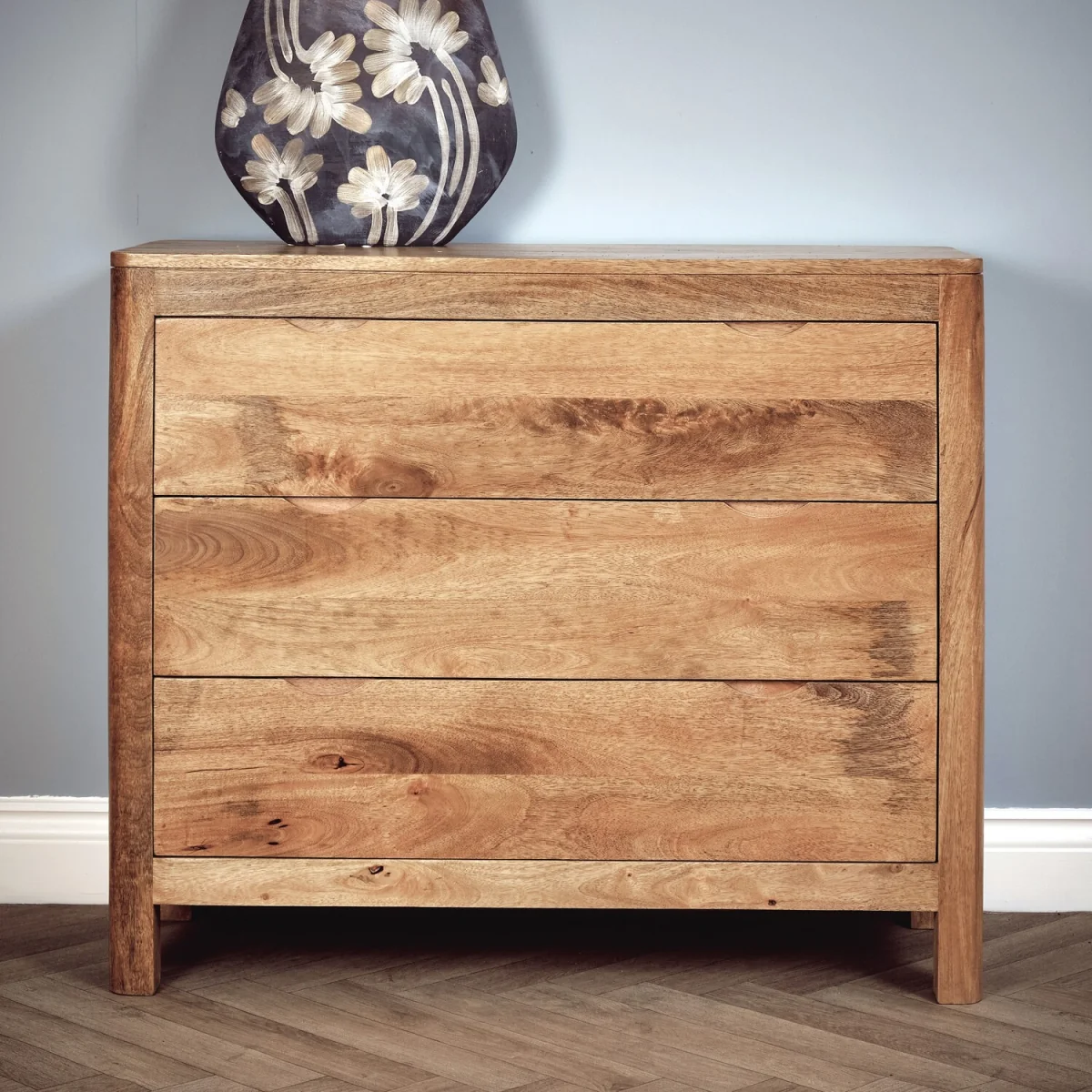 Solid Mango Wood 3 Drawer Chest - Light Oak – image 1
