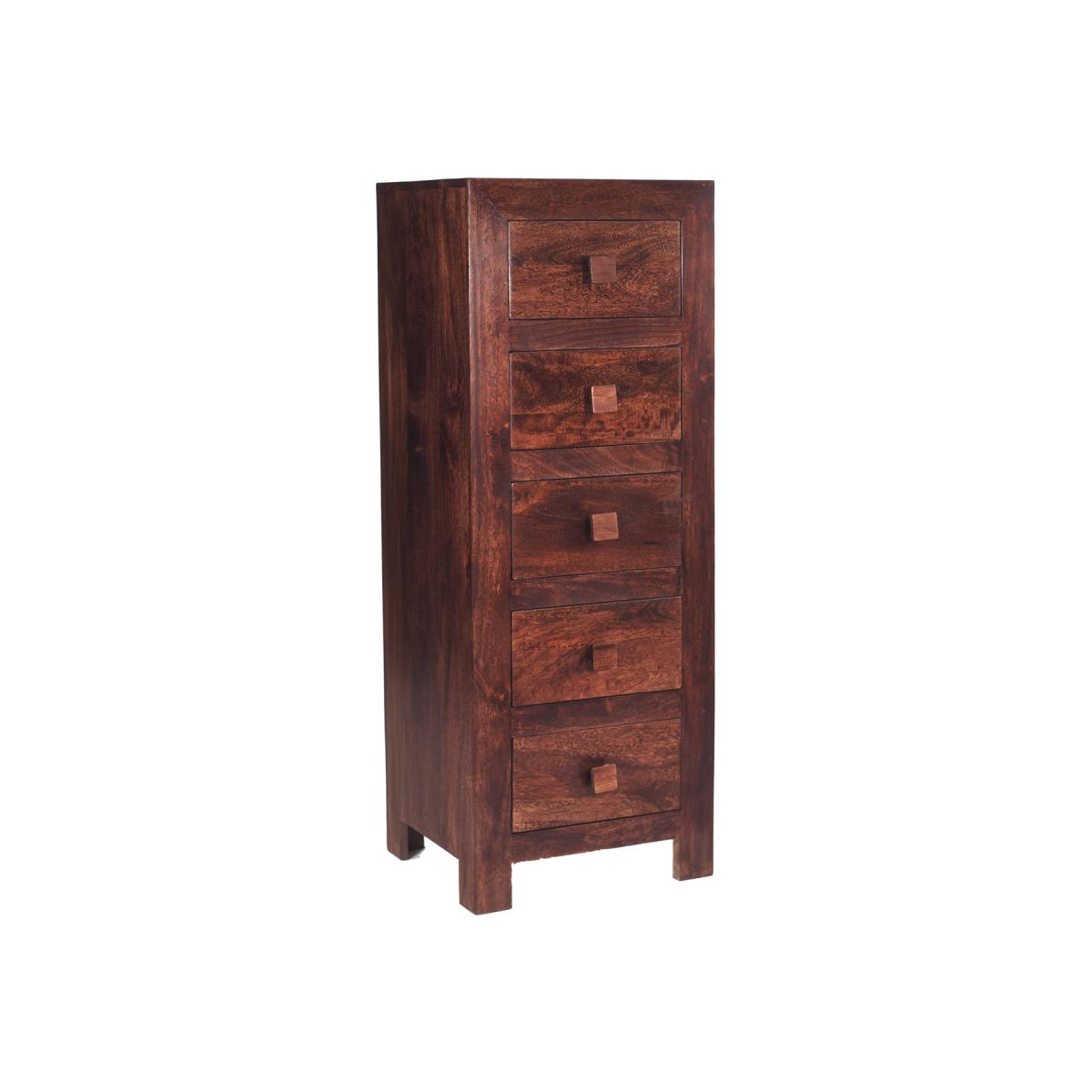 Poko Dark Mango 5 Drawer Chest - Brown