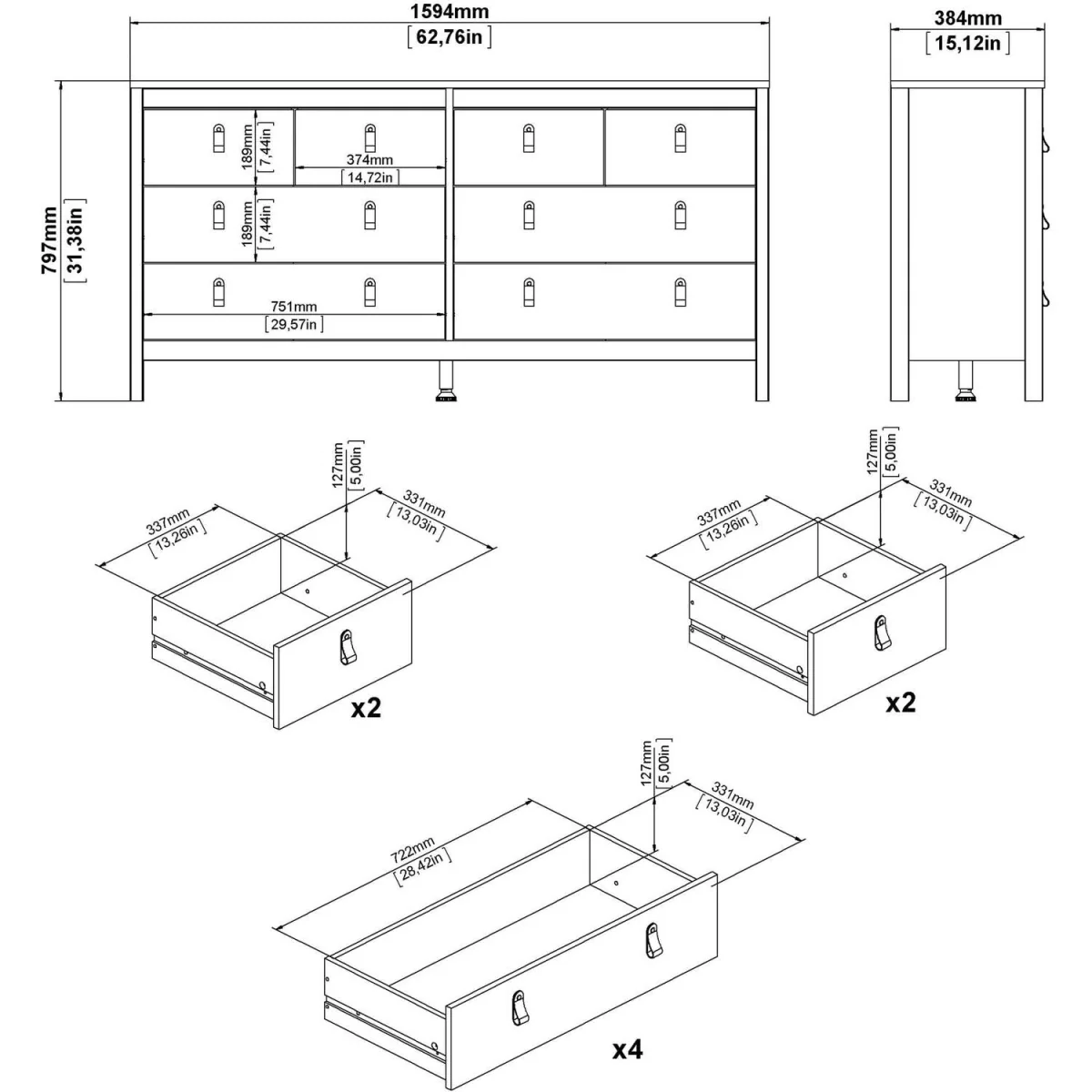 Wyld Haus Gossmere 8-Drawer White Wooden Dresser - White – image 9