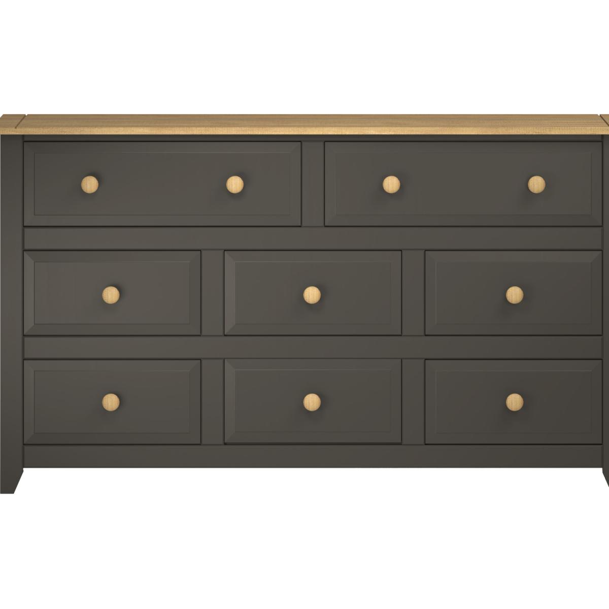Capri Carbon 6 Plus 2 Drawer Large Wide Chest - Carbon grey and antique waxed pine – image 3